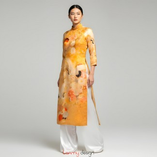 Yellow loose-fitting Vietnamese long dress